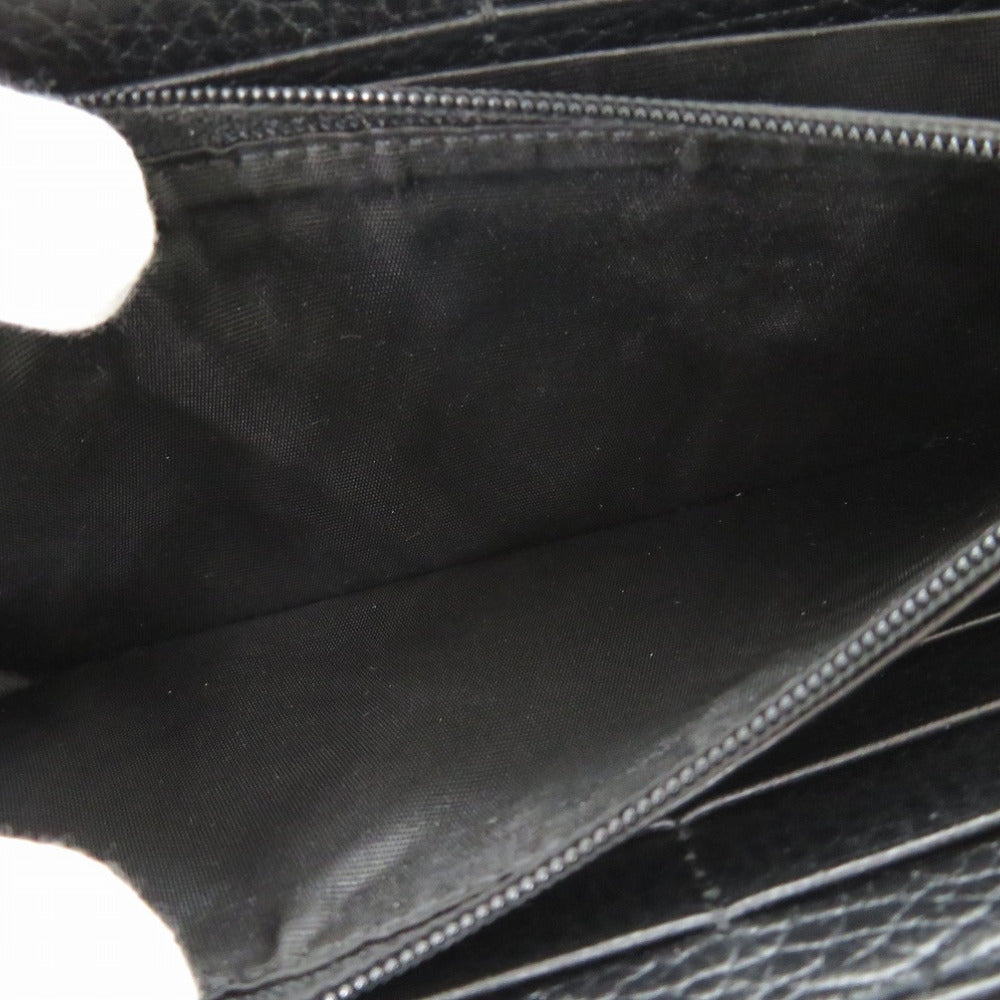 GUCCI Long Wallet Purse 456117 Leather, 8616 black Zip Around GG Marmont Women Used Authentic