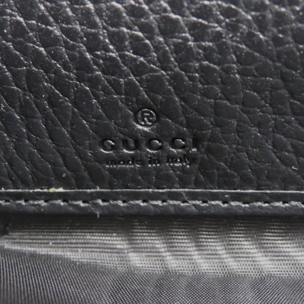 GUCCI Long Wallet Purse 456117 Leather, 8616 black Zip Around GG Marmont Women Used Authentic