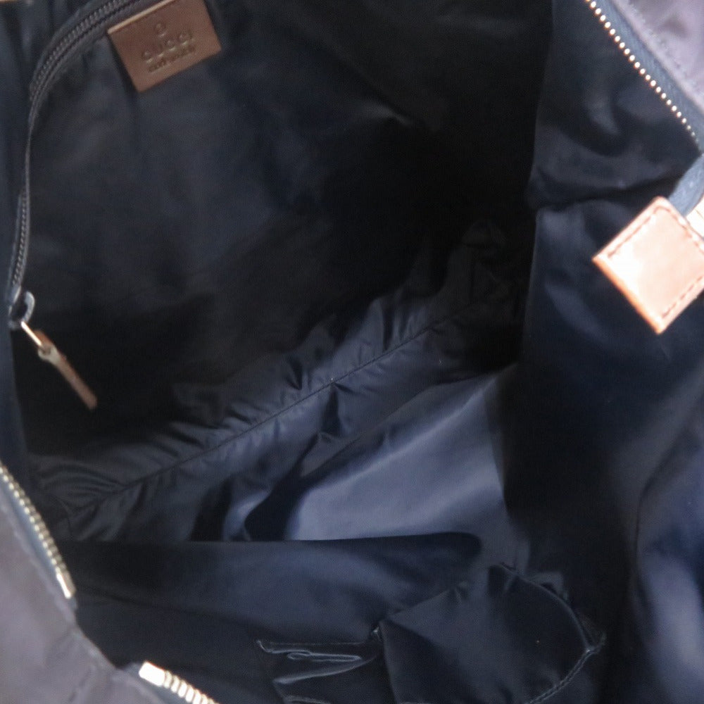 GUCCI Tote Bag 268112 Nylon, Leather Navy Diamante Women Used Authentic