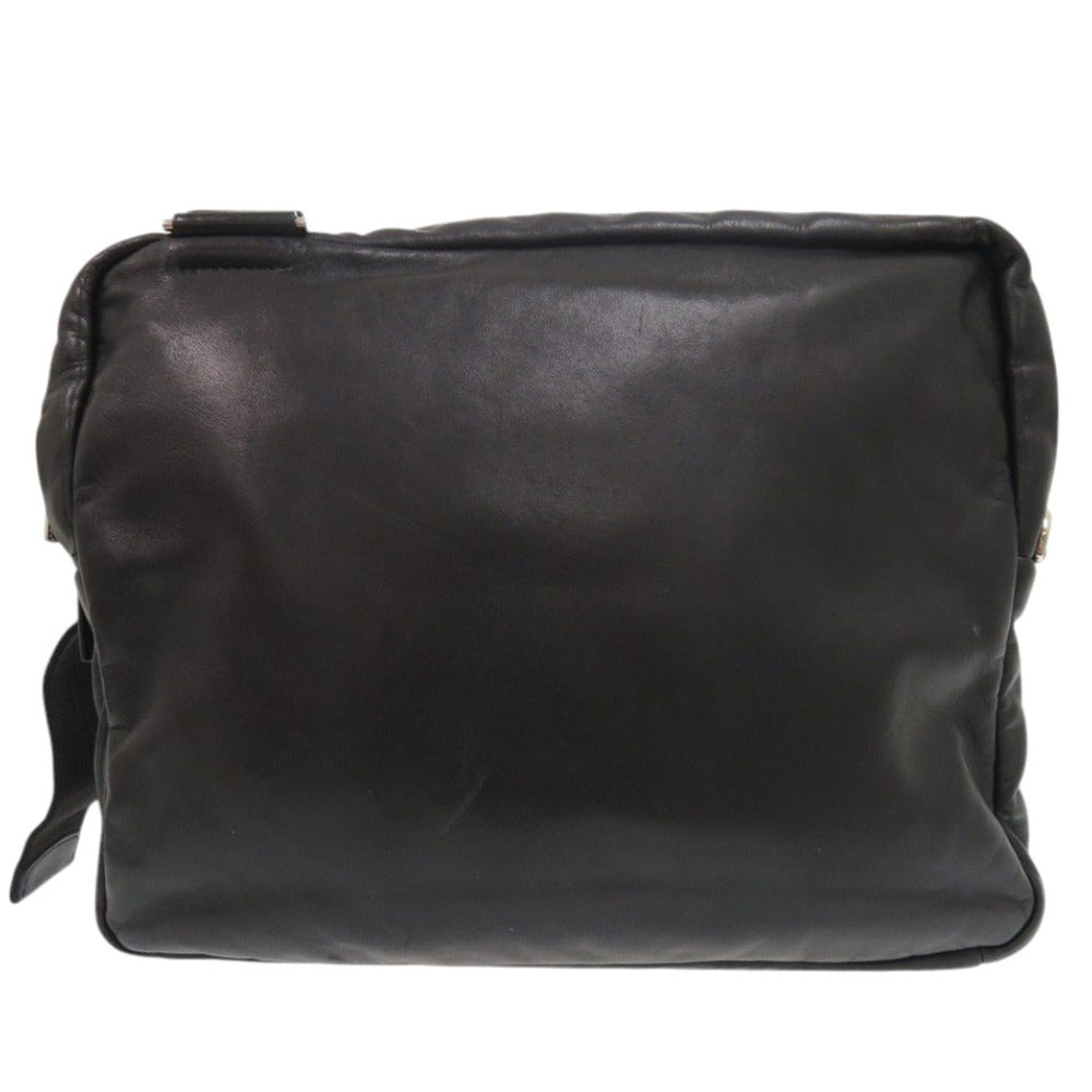 PRADA Shoulder Bag leather black Triangle logo mens Used Authentic