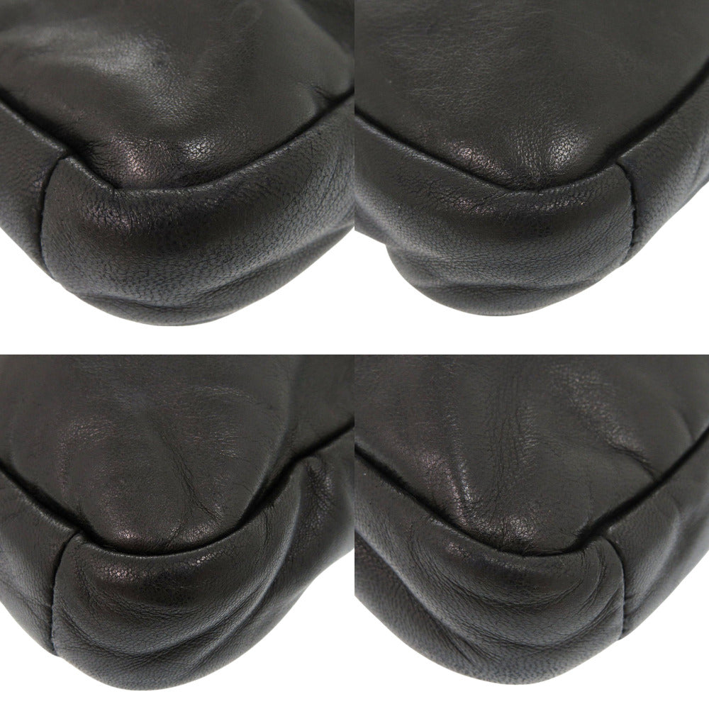 PRADA Shoulder Bag leather black Triangle logo mens Used Authentic