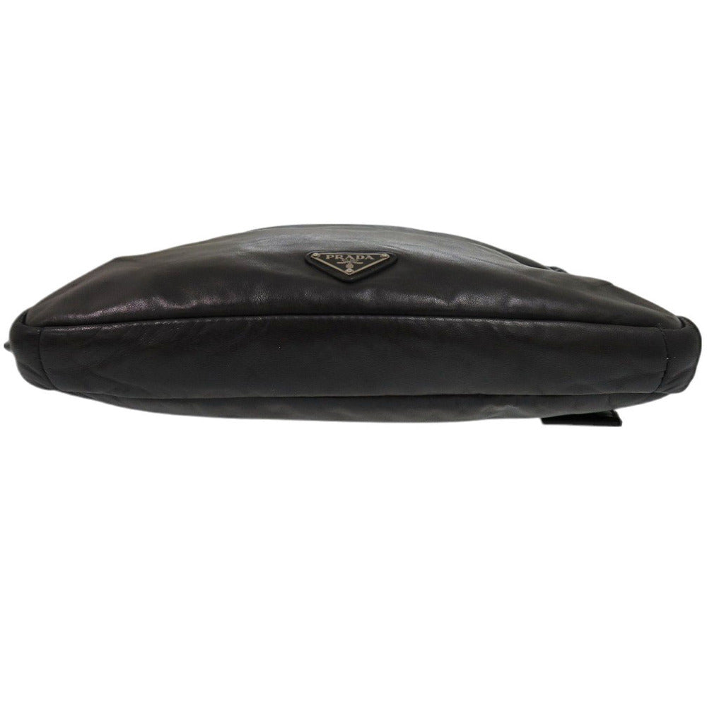 PRADA Shoulder Bag leather black Triangle logo mens Used Authentic