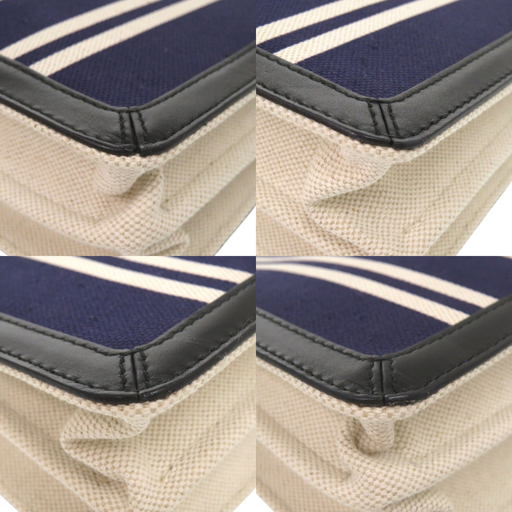 BALENCIAGA Shoulder Bag 339937 canvas Navy Pochette Stripe Women Used Authentic