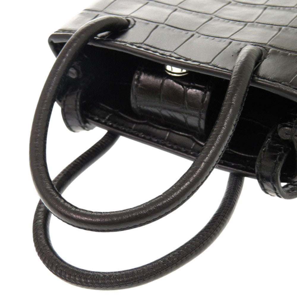 BALENCIAGA Shoulder Bag Embossed leather black 2WAY Shopping Phone Holder Women Used Authentic