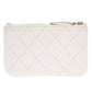 CHANEL Pouch Caviar skin white Matrasse COCO Mark Women Used Authentic