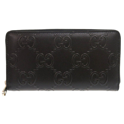 GUCCI Long Wallet Purse 625558 leather black Zip Around Women Used Authentic
