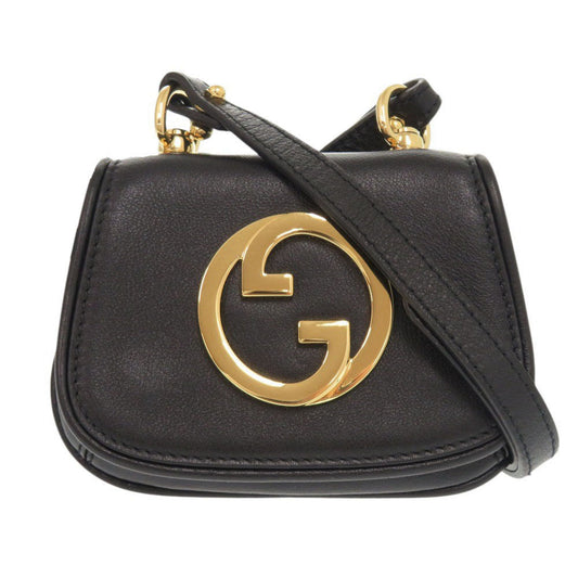 GUCCI Shoulder Bag 698635 leather black Shoulder pouch Blondy Women Used Authentic