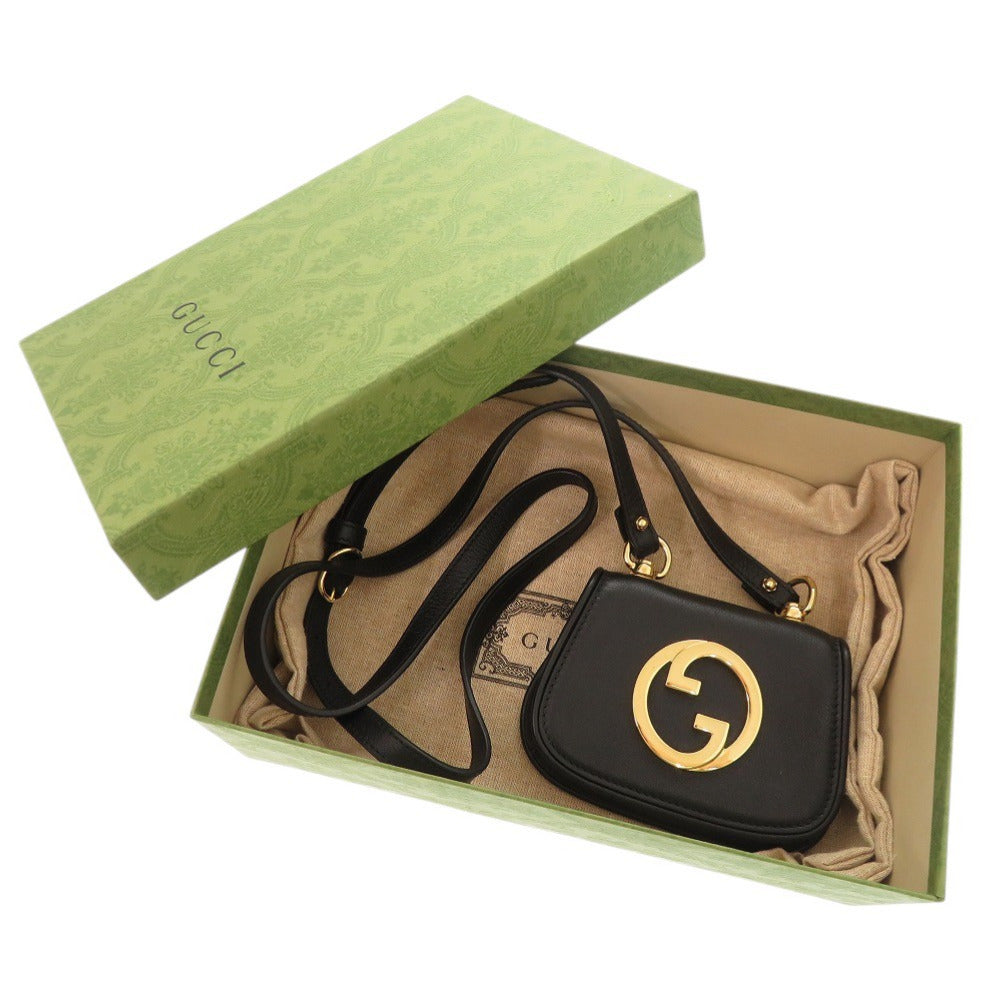 GUCCI Shoulder Bag 698635 leather black Shoulder pouch Blondy Women Used Authentic