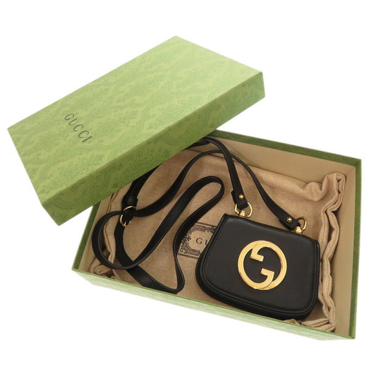 GUCCI Shoulder Bag 698635 leather black Shoulder pouch Blondy Women Used Authentic