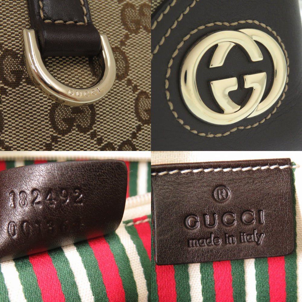GUCCI Tote Bag 182492 GG canvas beige Shoulder Bag Interlocking G Women Used Authentic