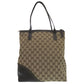GUCCI Tote Bag 182492 GG canvas beige Shoulder Bag Interlocking G Women Used Authentic
