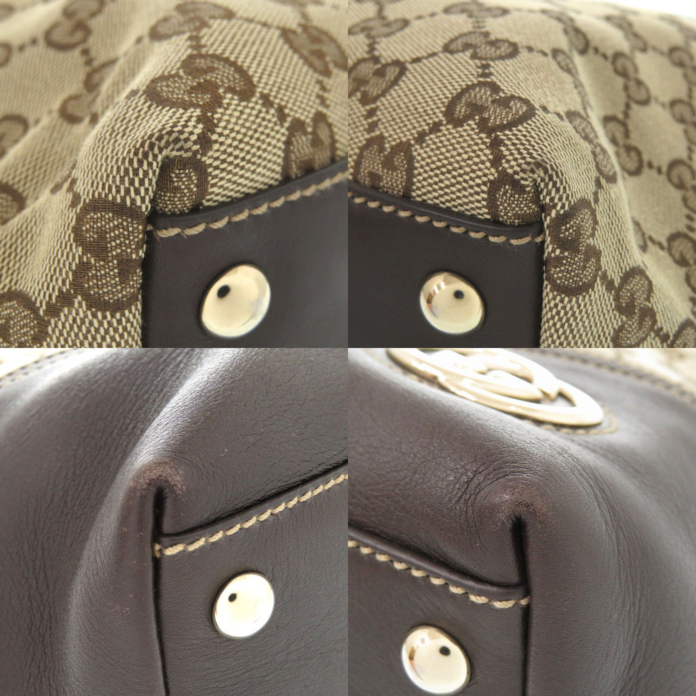 GUCCI Tote Bag 182492 GG canvas beige Shoulder Bag Interlocking G Women Used Authentic