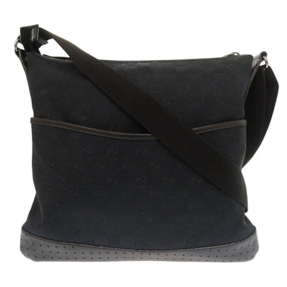 GUCCI Shoulder Bag 145857 GG canvas, leather black Women Used Authentic