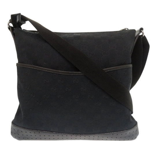 GUCCI Shoulder Bag 145857 GG canvas, leather black Women Used Authentic
