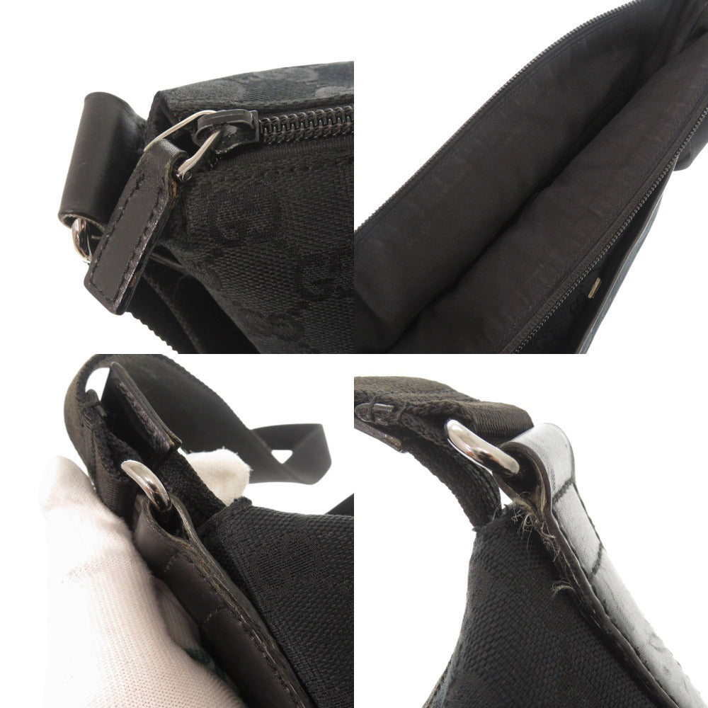 GUCCI Shoulder Bag 145857 GG canvas, leather black Women Used Authentic