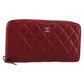 CHANEL Matelasse Long Wallet Caviar Skin Red Silver CC