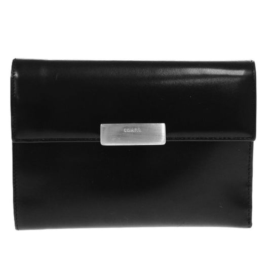 PRADA Tri-fold wallet leather black mens Used Authentic