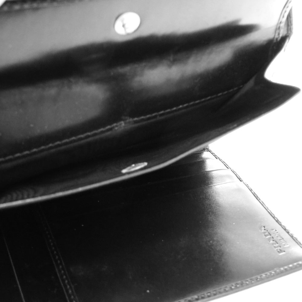 PRADA Tri-fold wallet leather black mens Used Authentic