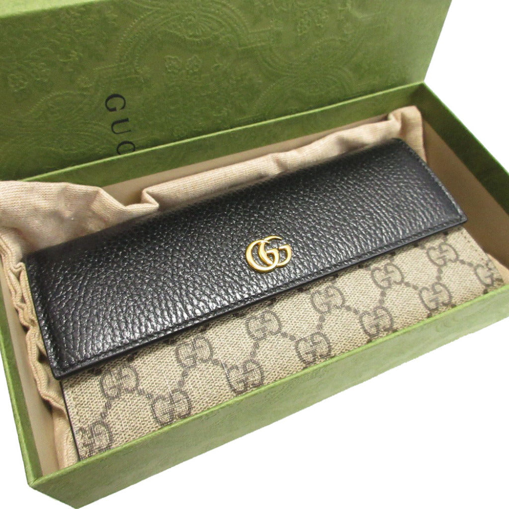 GUCCI Long Wallet Purse 456116 GG Supreme, Leather beige GG Marmont