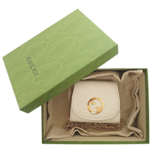 GUCCI Bifold Wallet 725219 leather white Chain wallet Blondy Women Used Authentic