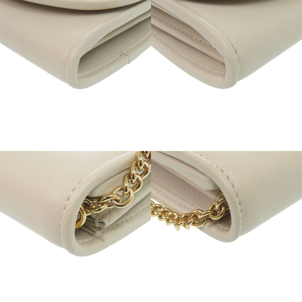 GUCCI Bifold Wallet 725219 leather white Chain wallet Blondy Women Used Authentic