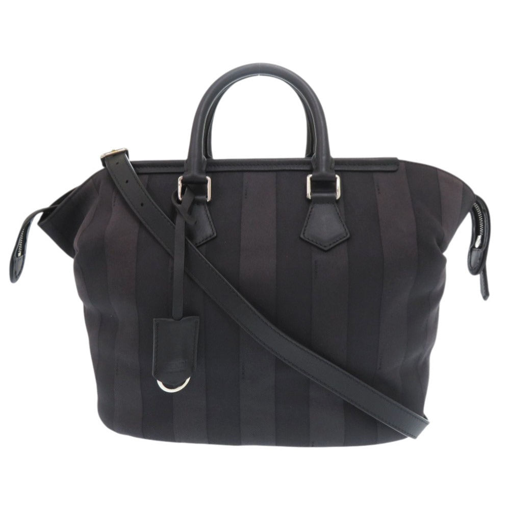 FENDI Handbag Canvas, Leather black