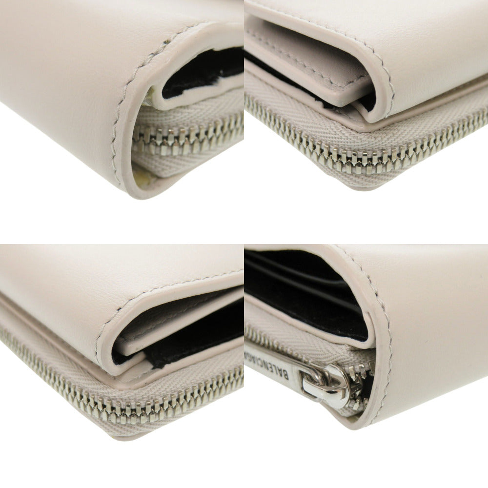 BALENCIAGA Tri-fold wallet 753762 9960 0 52754S leather off white Envelope Compact Wallet Women Used Authentic