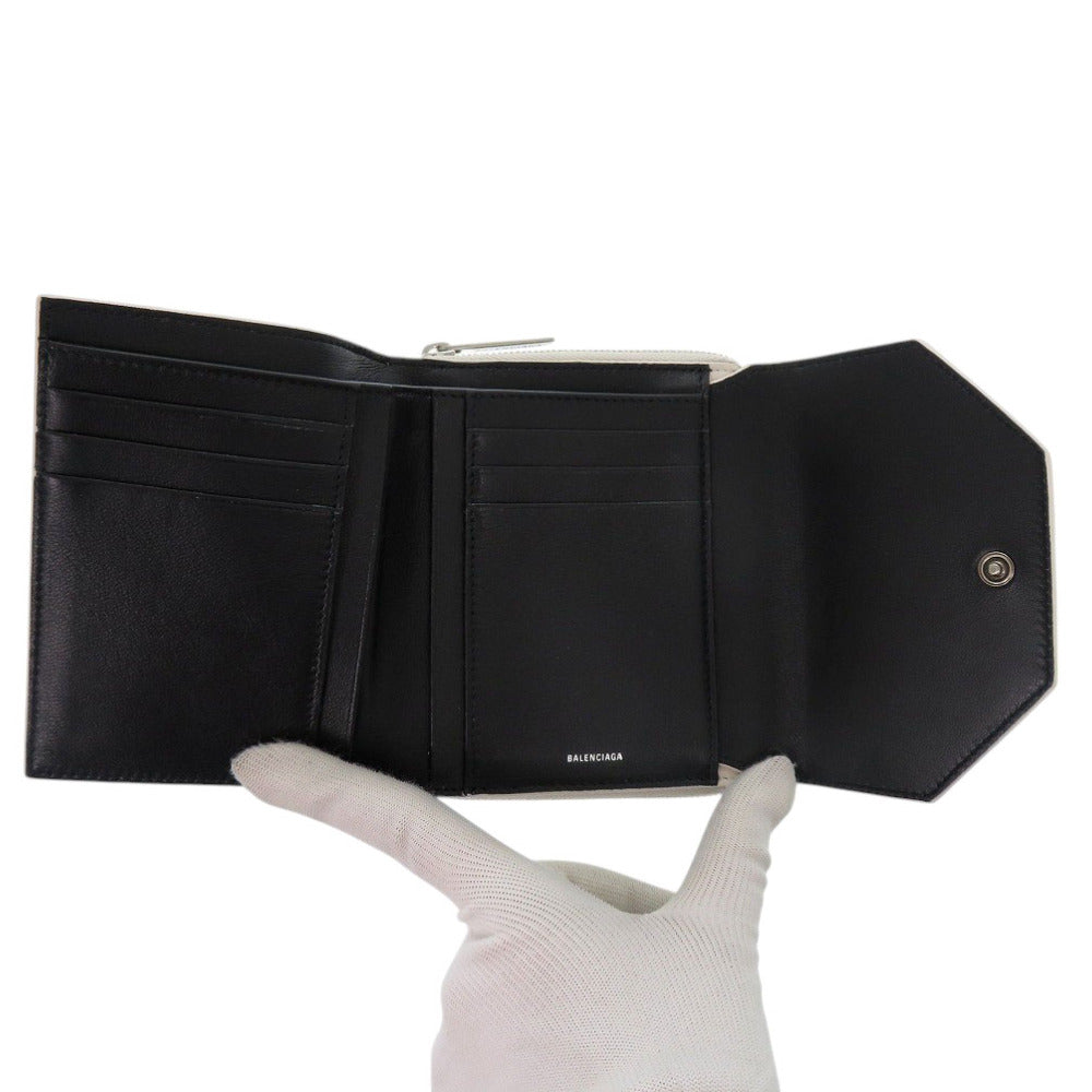 BALENCIAGA Tri-fold wallet 753762 9960 0 52754S leather off white Envelope Compact Wallet Women Used Authentic
