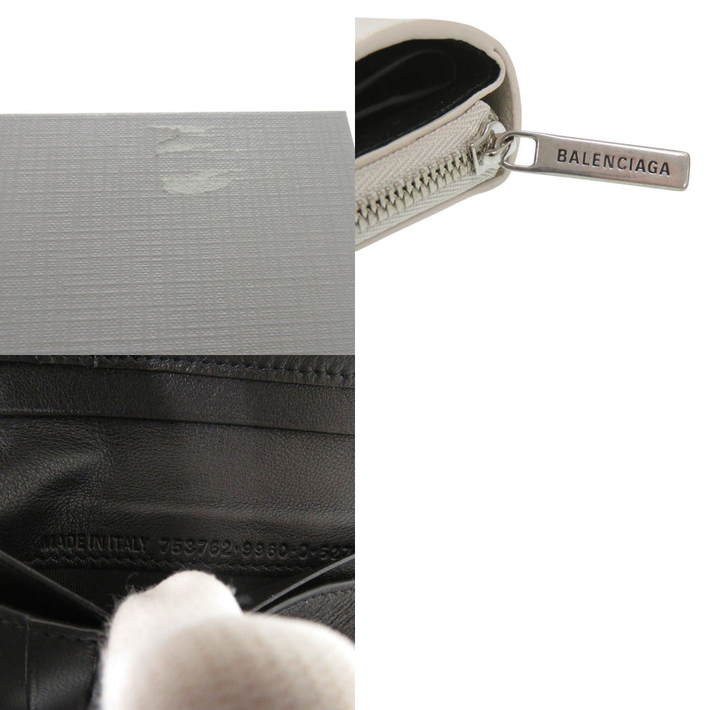 BALENCIAGA Tri-fold wallet 753762 9960 0 52754S leather off white Envelope Compact Wallet Women Used Authentic
