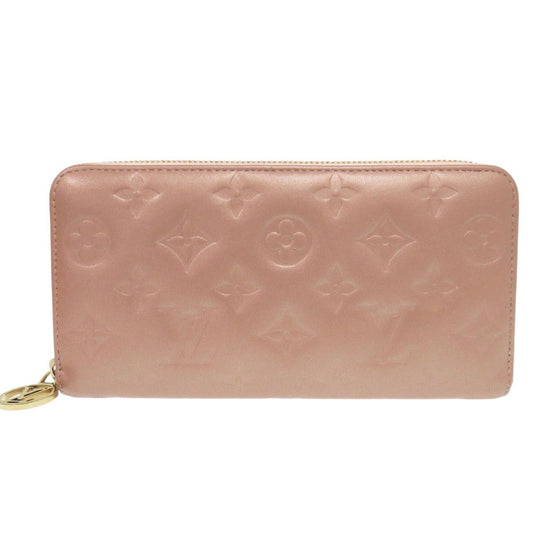 LOUIS VUITTON Long Wallet Purse M81708 lambskin Rose gold Monogram emboss Women Used Authentic