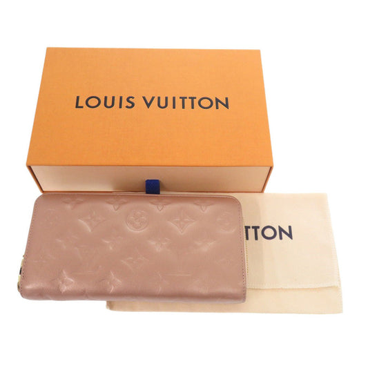 LOUIS VUITTON Long Wallet Purse M81708 lambskin Rose gold Monogram emboss Women Used Authentic