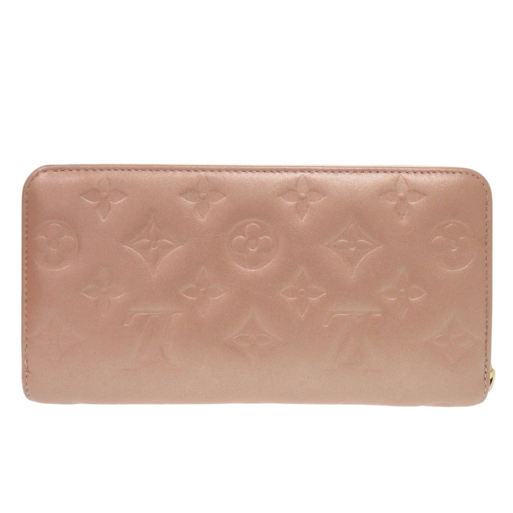 LOUIS VUITTON Long Wallet Purse M81708 lambskin Rose gold Monogram emboss Women Used Authentic