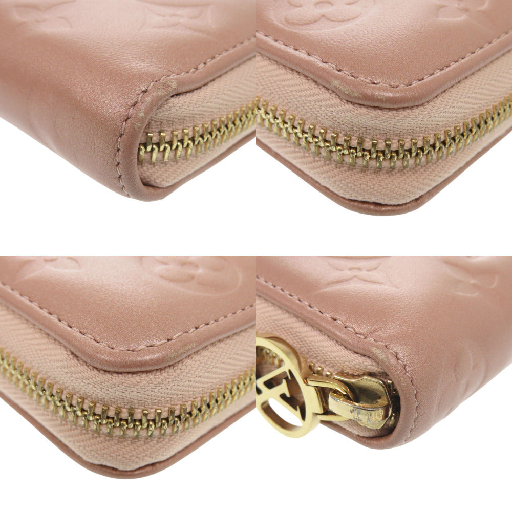 LOUIS VUITTON Long Wallet Purse M81708 lambskin Rose gold Monogram emboss Women Used Authentic