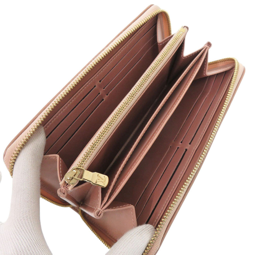 LOUIS VUITTON Long Wallet Purse M81708 lambskin Rose gold Monogram emboss Women Used Authentic