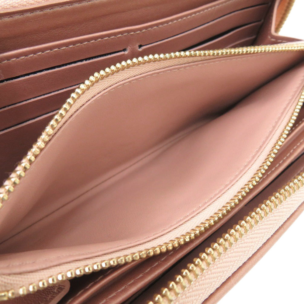LOUIS VUITTON Long Wallet Purse M81708 lambskin Rose gold Monogram emboss Women Used Authentic