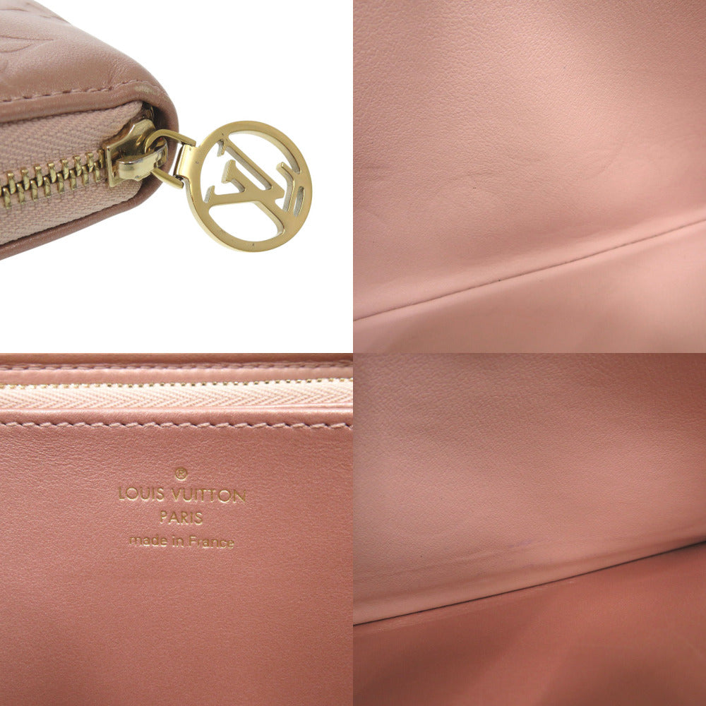 LOUIS VUITTON Long Wallet Purse M81708 lambskin Rose gold Monogram emboss Women Used Authentic