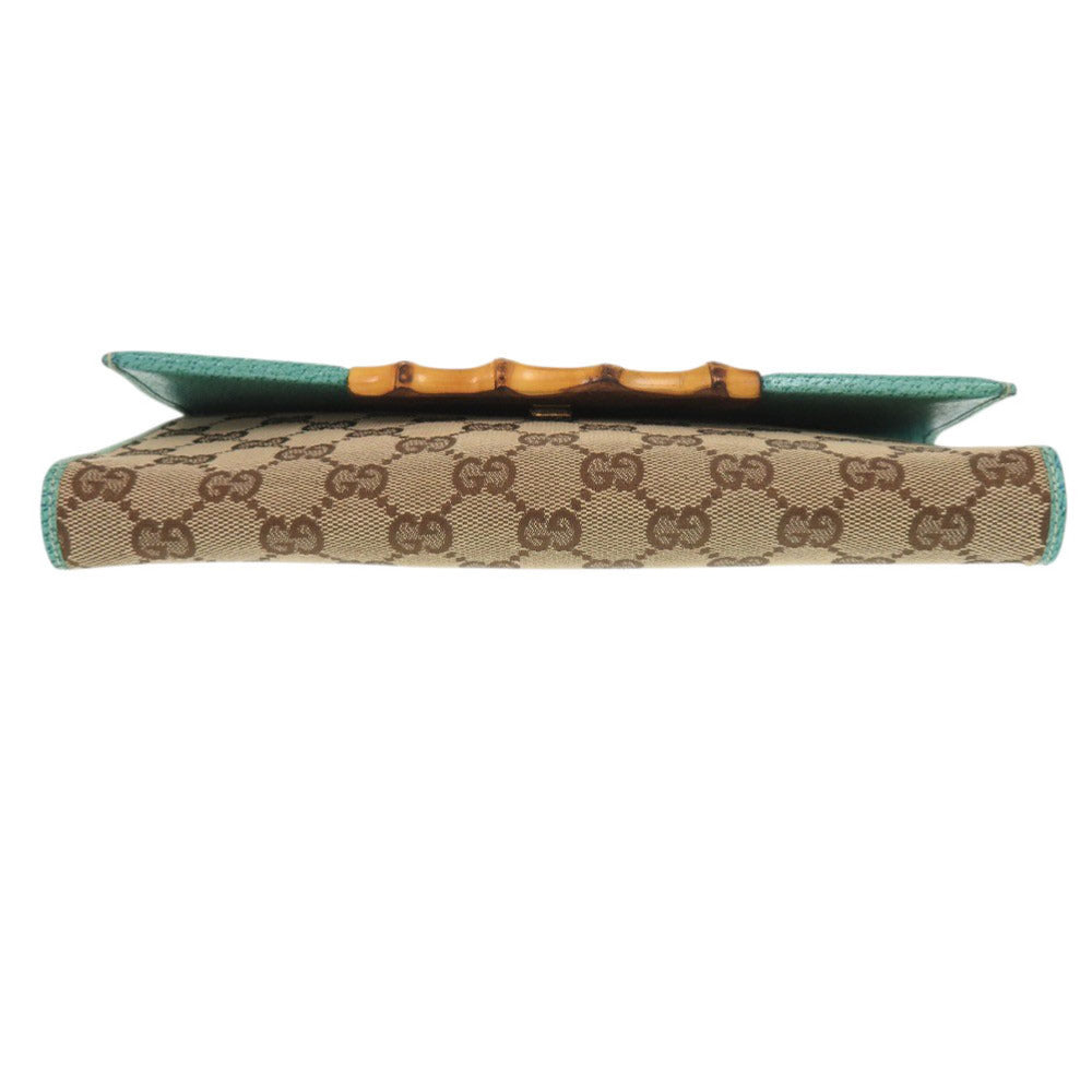 GUCCI Shoulder Bag 117594 GG canvas Blue type Bamboo Women Used Authentic