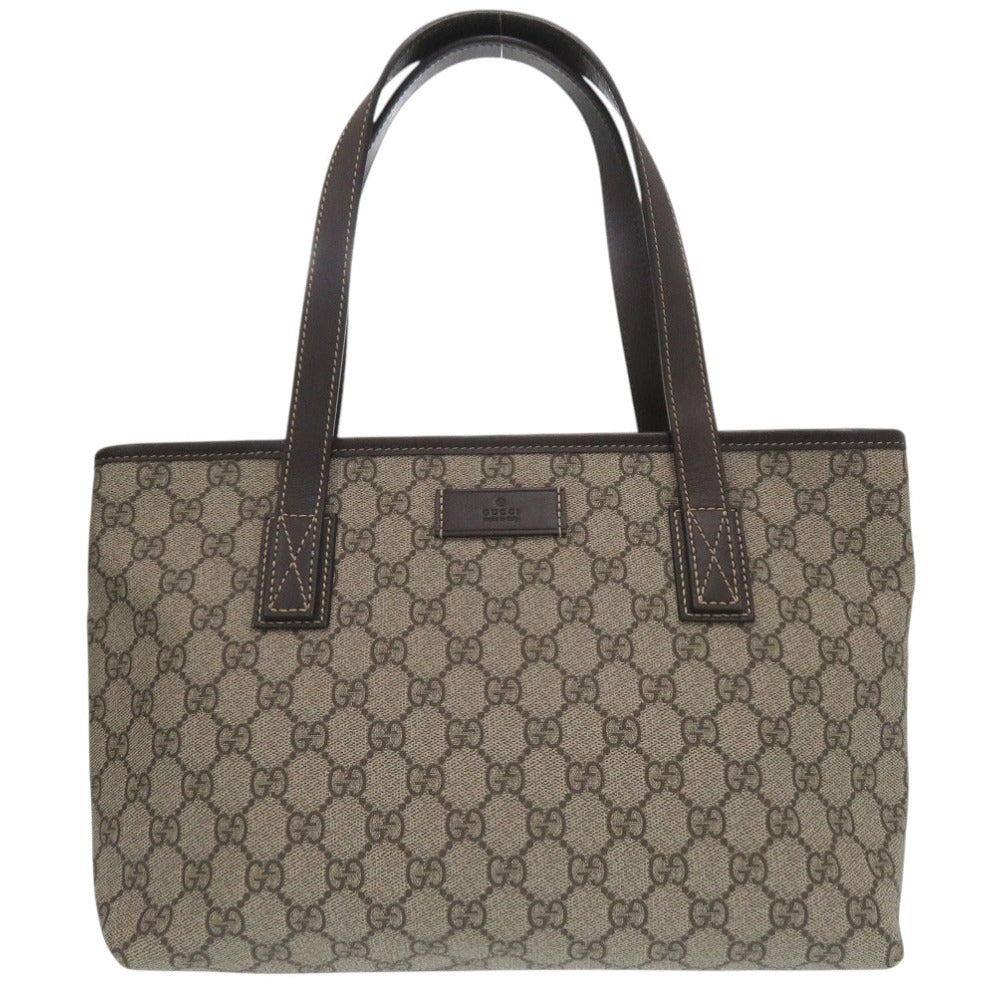 GUCCI Tote Bag 211186 PVC beige Shoulder Bag handbag GG Supreme Women Used Authentic