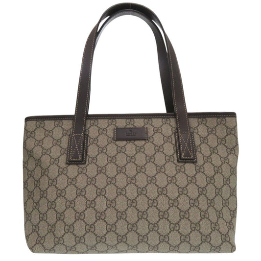 GUCCI Tote Bag 211186 PVC beige Shoulder Bag handbag GG Supreme Women Used Authentic