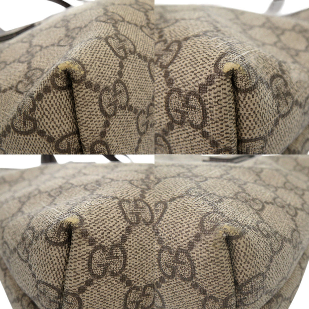 GUCCI Tote Bag 211186 PVC beige Shoulder Bag handbag GG Supreme Women Used Authentic