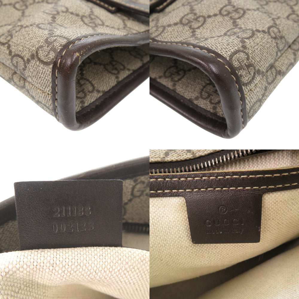 GUCCI Tote Bag 211186 PVC beige Shoulder Bag handbag GG Supreme Women Used Authentic
