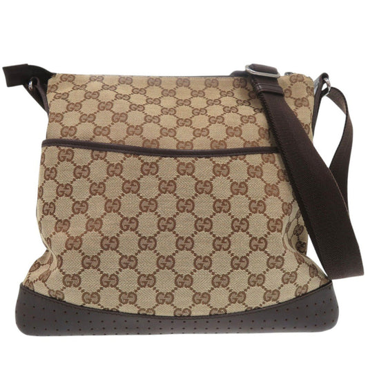 GUCCI Shoulder Bag 145857 GG canvas Brown Sacoche GG pattern all-over pattern Crossbody Women Used Authentic