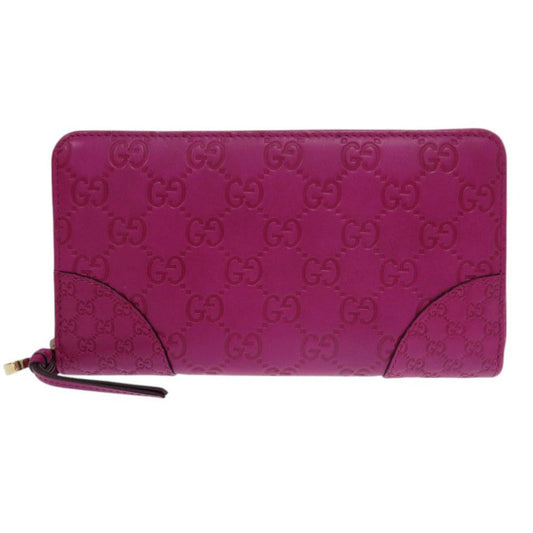 GUCCI Long Wallet Purse 323397 leather purple Zip Around Guccisima Women Used Authentic