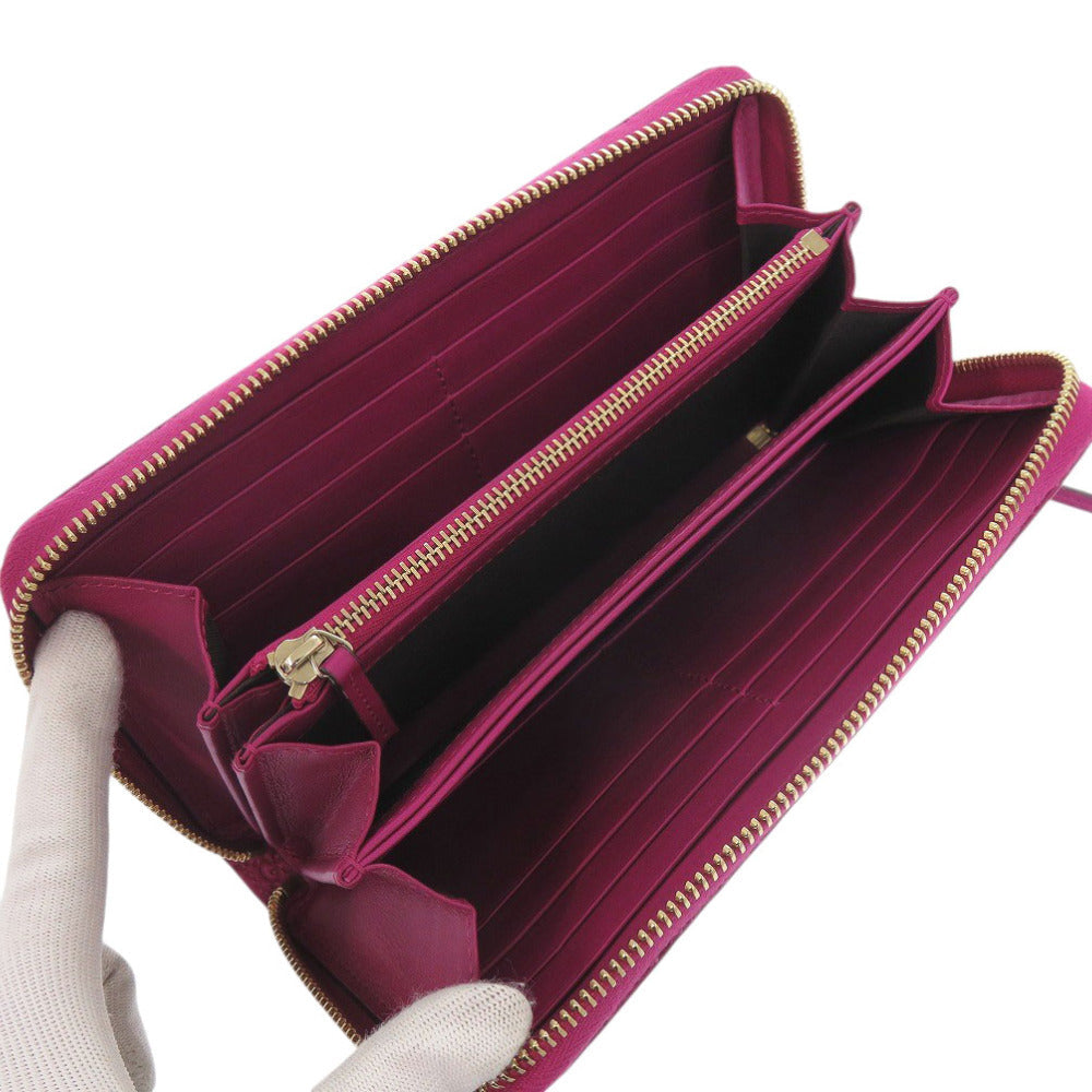 GUCCI Long Wallet Purse 323397 leather purple Zip Around Guccisima Women Used Authentic