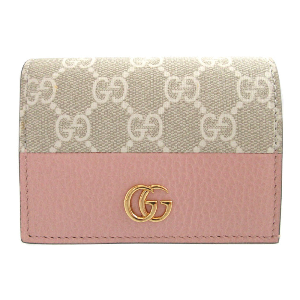 GUCCI Bifold Wallet 658610 Leather, GG Supreme pink GG Marmont