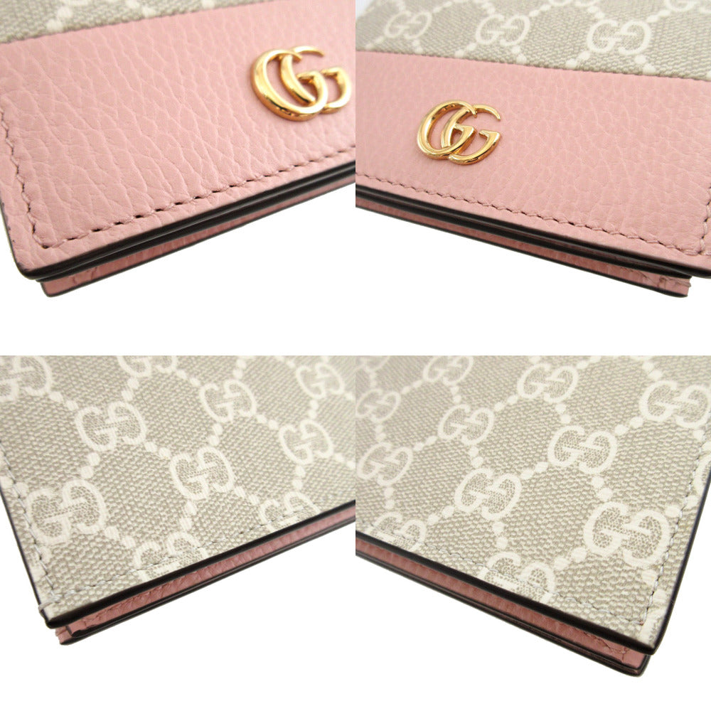 GUCCI Bifold Wallet 658610 Leather, GG Supreme pink GG Marmont