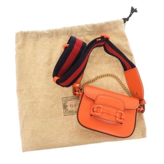 GUCCI Shoulder Bag 726863 leather Orange Horsebit