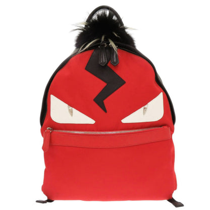 FENDI Backpack 7VZ012 Nylon, Leather Red monster