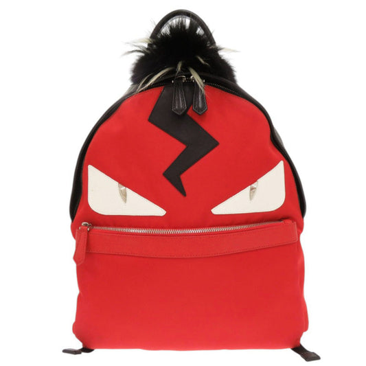 FENDI Backpack 7VZ012 Nylon, Leather Red monster