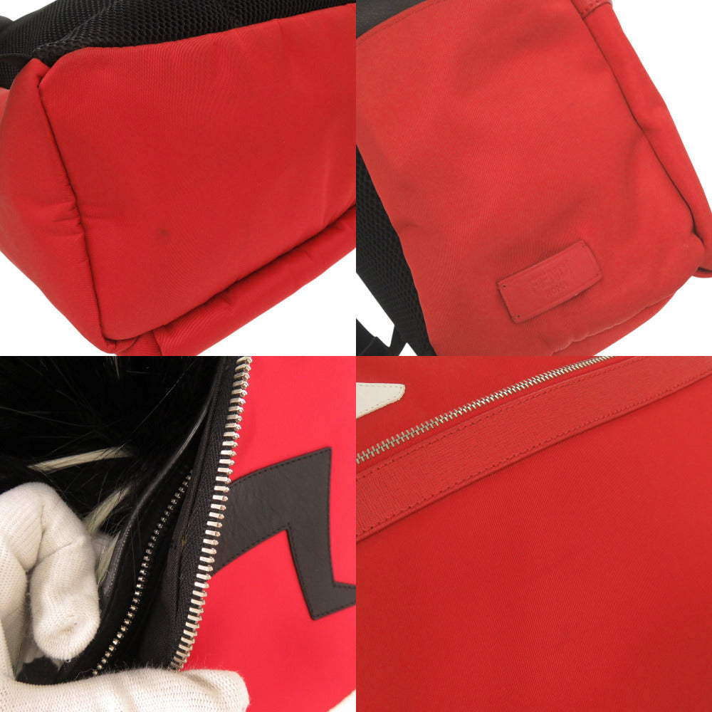 FENDI Backpack 7VZ012 Nylon, Leather Red monster